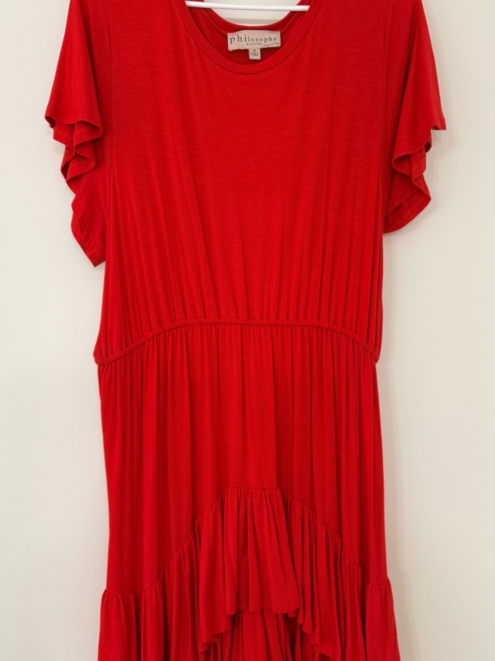 Philosophy Women's Red Ruffle-Hem Casual or Party Dress